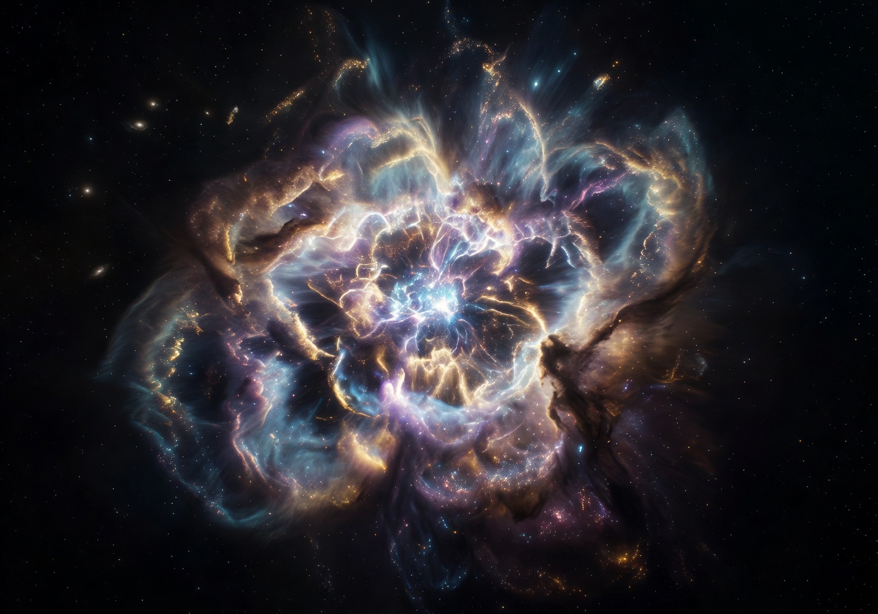 A brilliant supernova explosion representing the cosmic origin of Tillyjoypebbl